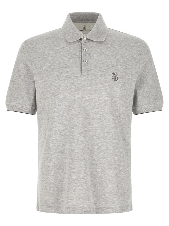 Brunello Cucinelli Gray Cotton Polo Shirt