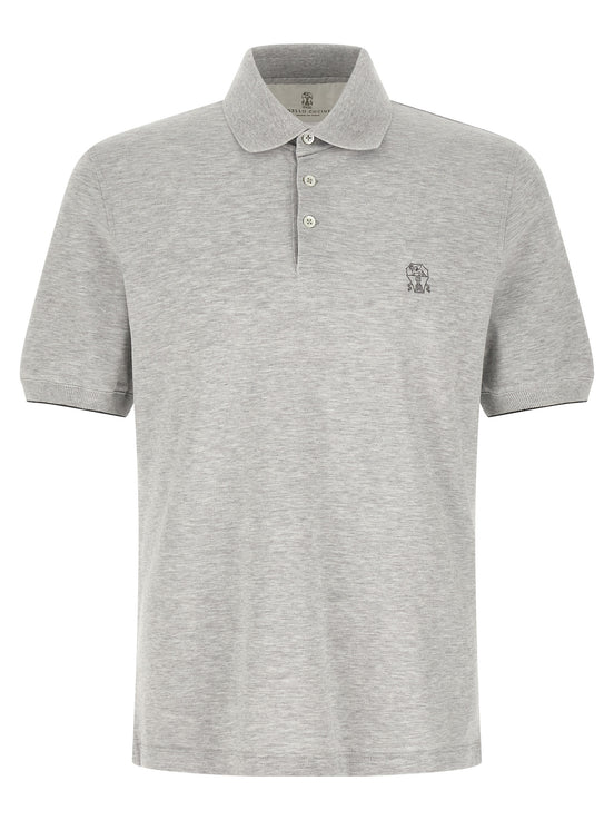Brunello Cucinelli Gray Cotton Polo Shirt
