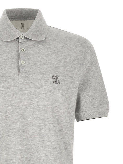 Brunello Cucinelli Gray Cotton Polo Shirt