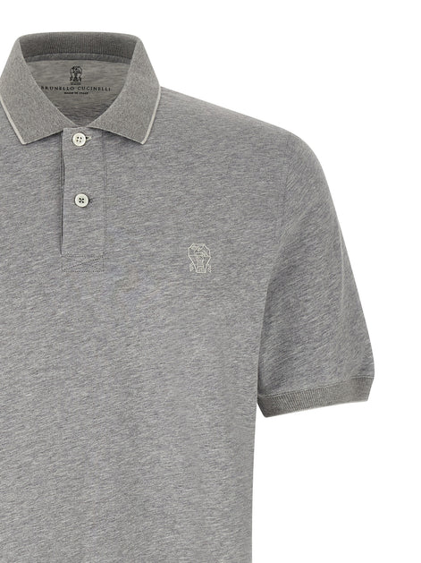 Brunello Cucinelli Gray Cotton Polo Shirt