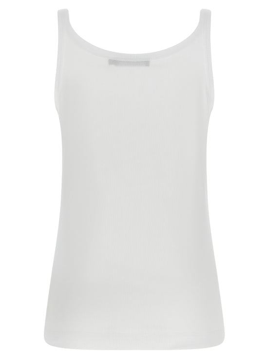 Dolce & Gabbana White Cotton Sleeveles T-Shirt
