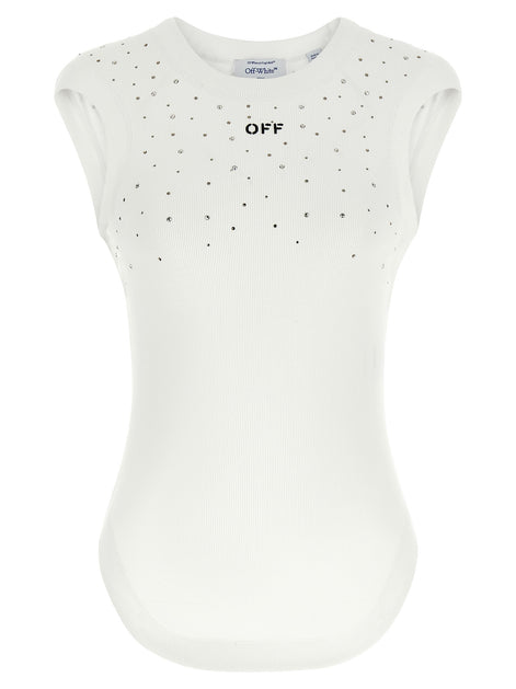 Off-White White Viscose Sleeveles T-Shirt