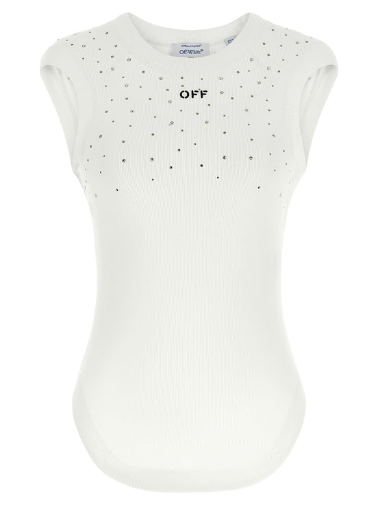 Off-White White Viscose Sleeveles T-Shirt