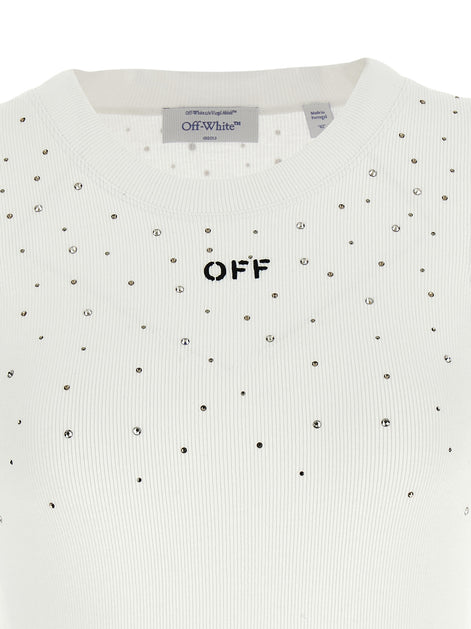 Off-White White Viscose Sleeveles T-Shirt