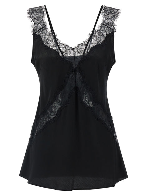 PINKO Black Viscose Sleeveles T-Shirt