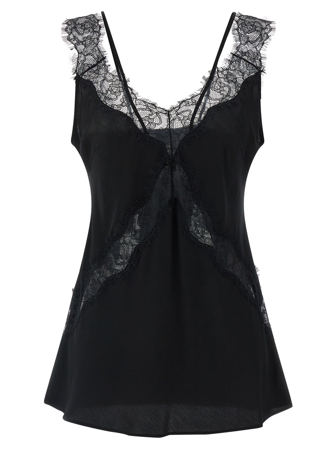 PINKO Black Viscose Sleeveles T-Shirt
