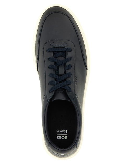 Hugo Boss Blue Cowhide Low Top Sneakers