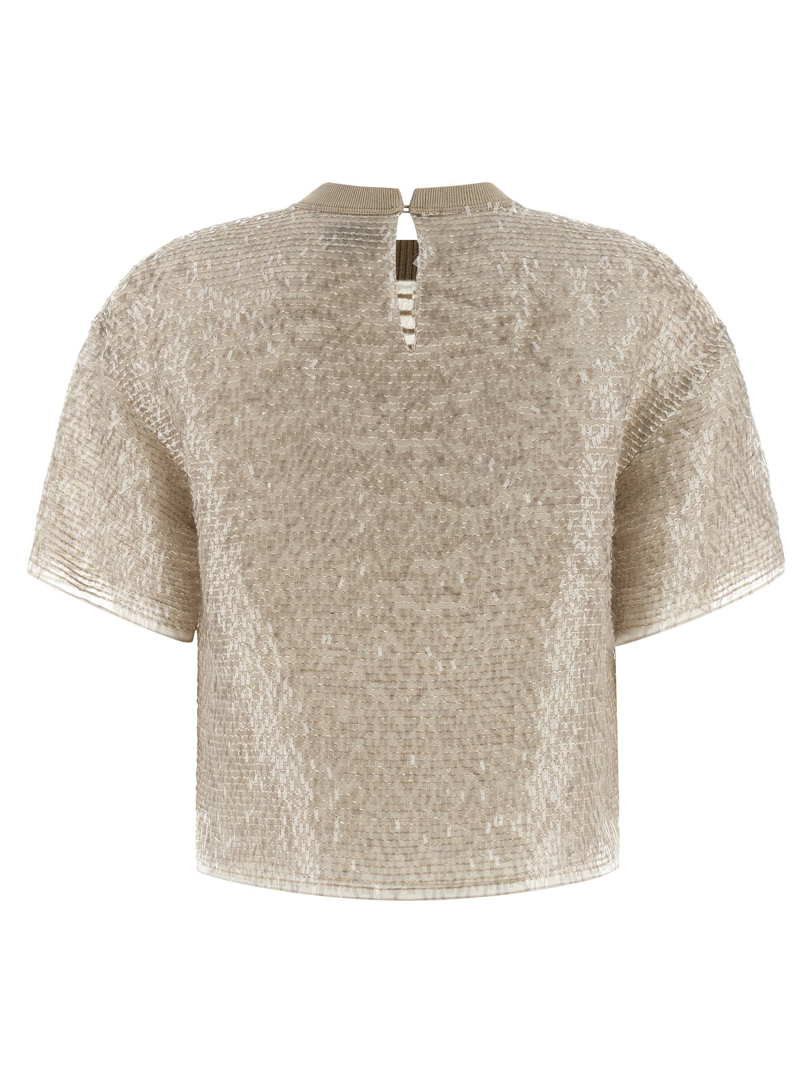 Brunello Cucinelli Beige Silk T-Shirt