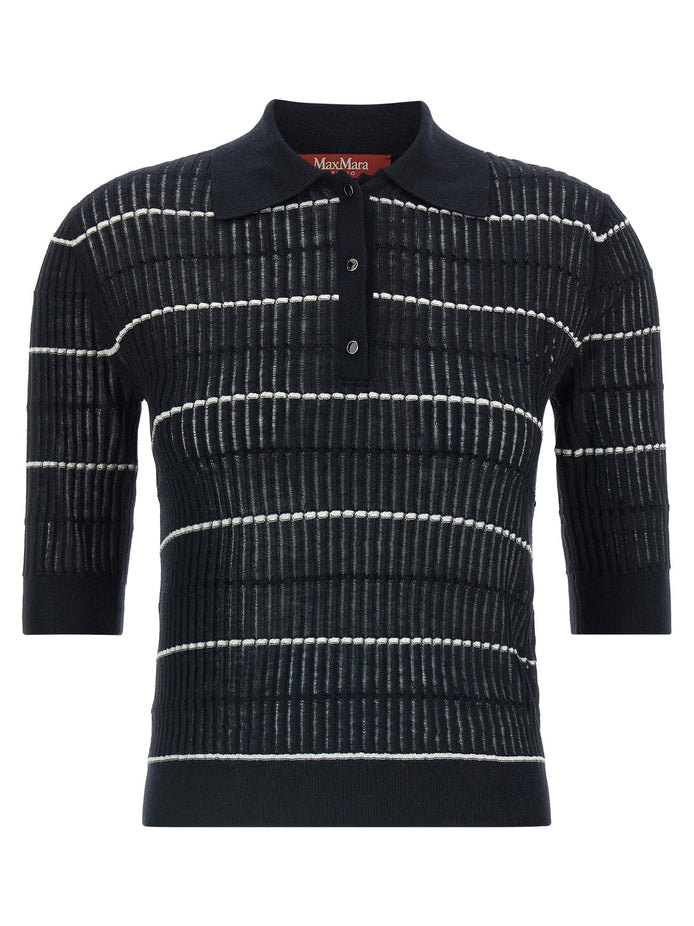Max Mara Blue Silk Polo Shirt