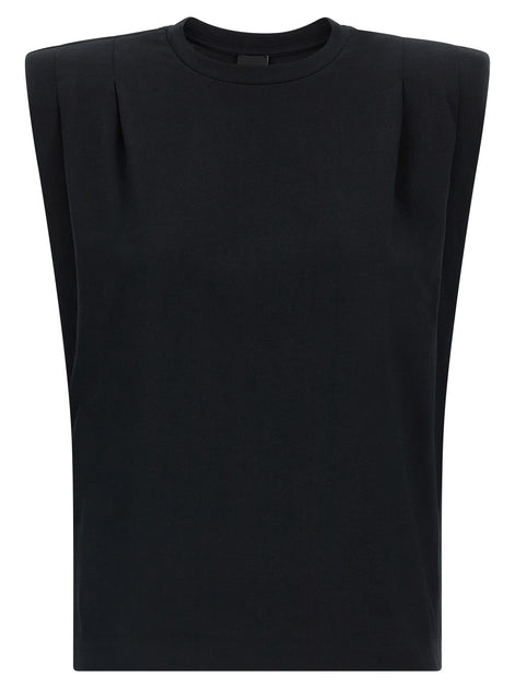 PINKO Black Cotton Sleeveles T-Shirt