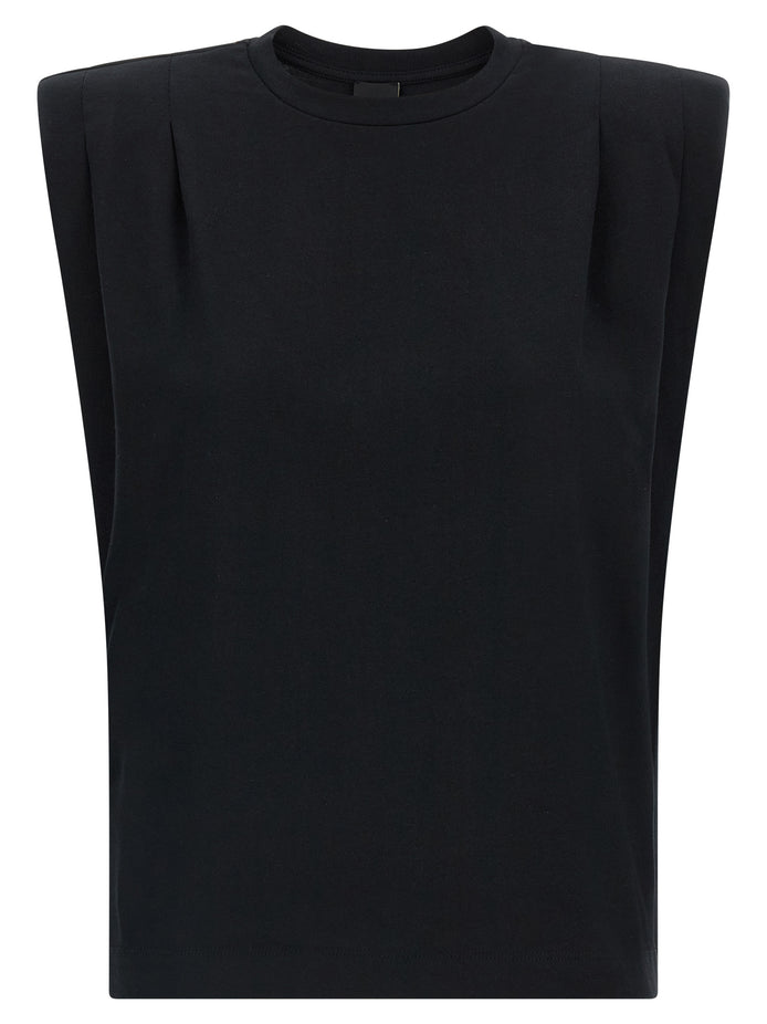 PINKO Black Cotton Sleeveles T-Shirt