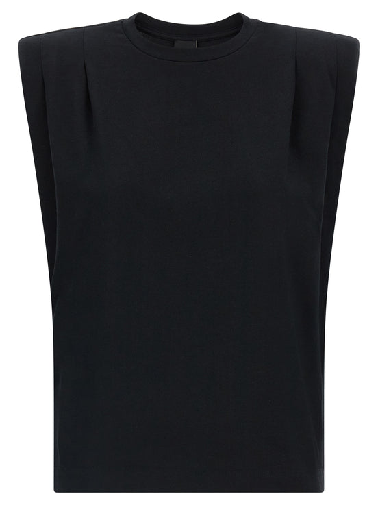 PINKO Black Cotton Sleeveles T-Shirt