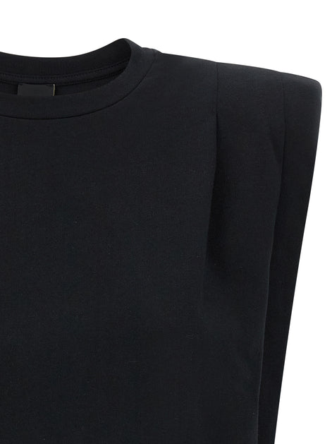 PINKO Black Cotton Sleeveles T-Shirt