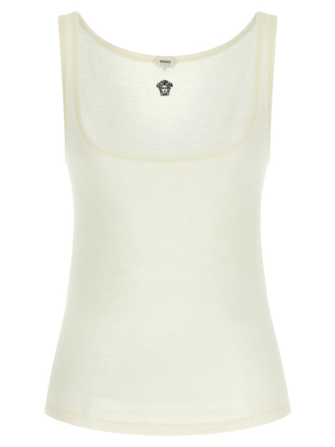 Versace White Virgin Wool Sleeveles T-Shirt