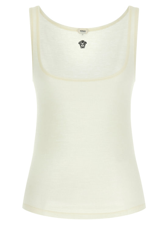Versace White Virgin Wool Sleeveles T-Shirt