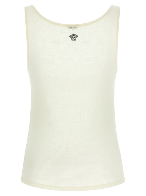 Versace White Virgin Wool Sleeveles T-Shirt