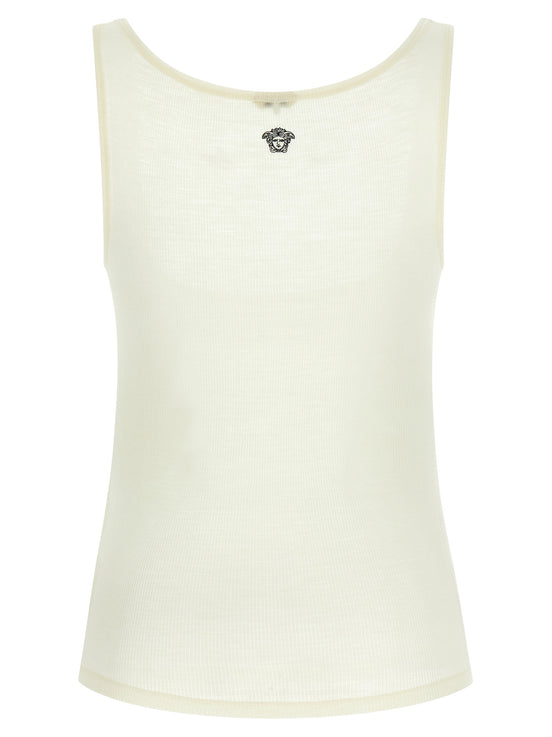 Versace White Virgin Wool Sleeveles T-Shirt