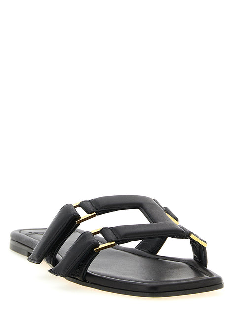 Elisabetta Franchi Black Lambskin Slides