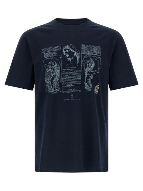 Brunello Cucinelli Blue Cotton T-Shirt