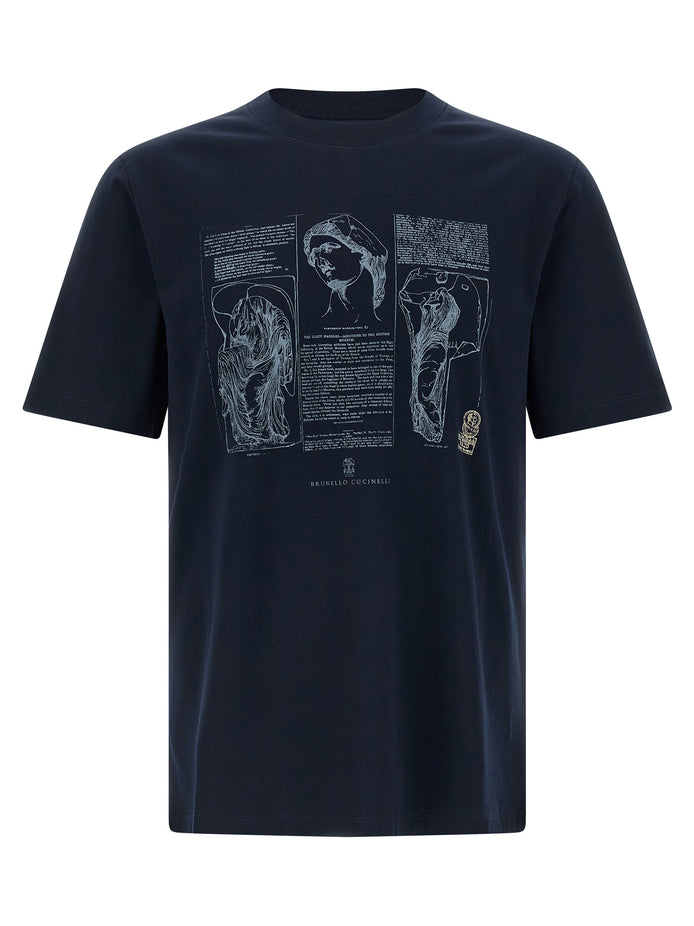 Brunello Cucinelli Blue Cotton T-Shirt