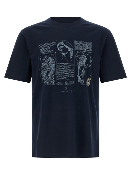 Brunello Cucinelli Blue Cotton T-Shirt