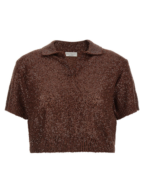 Brunello Cucinelli Brown Linen Polo Shirt