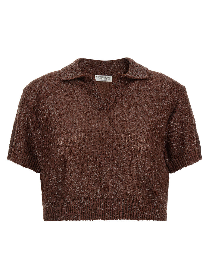 Brunello Cucinelli Brown Linen Polo Shirt