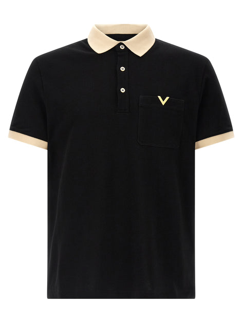 Valentino Garavani Black Cotton Polo Shirt
