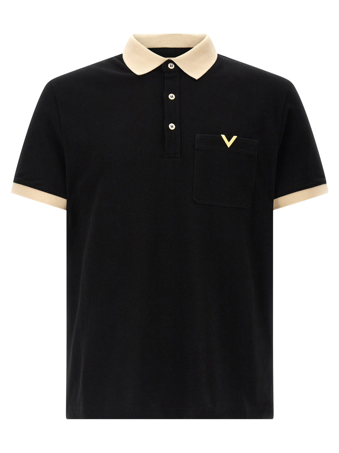 Valentino Garavani Black Cotton Polo Shirt