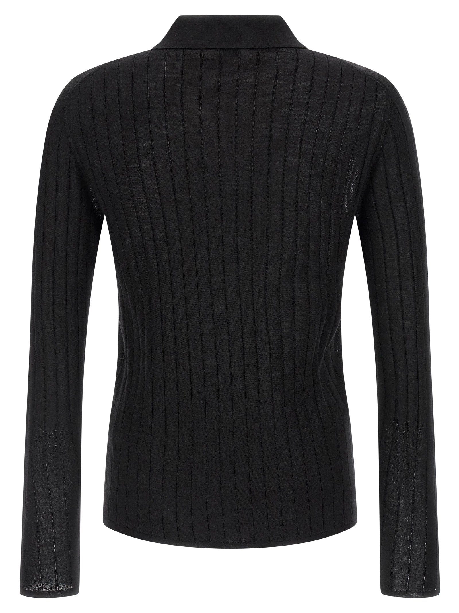 Saint Laurent Black Wool Polo Shirt