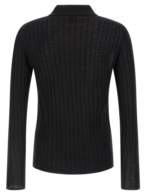 Saint Laurent Black Wool Polo Shirt