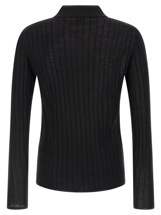 Saint Laurent Black Wool Polo Shirt