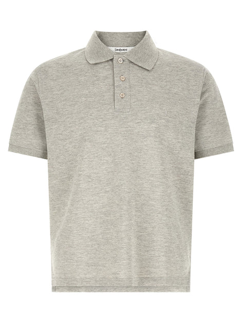 Saint Laurent Gray Cotton Polo Shirt