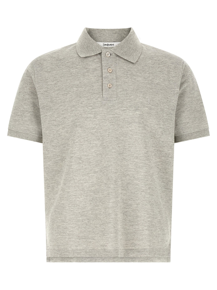 Saint Laurent Gray Cotton Polo Shirt