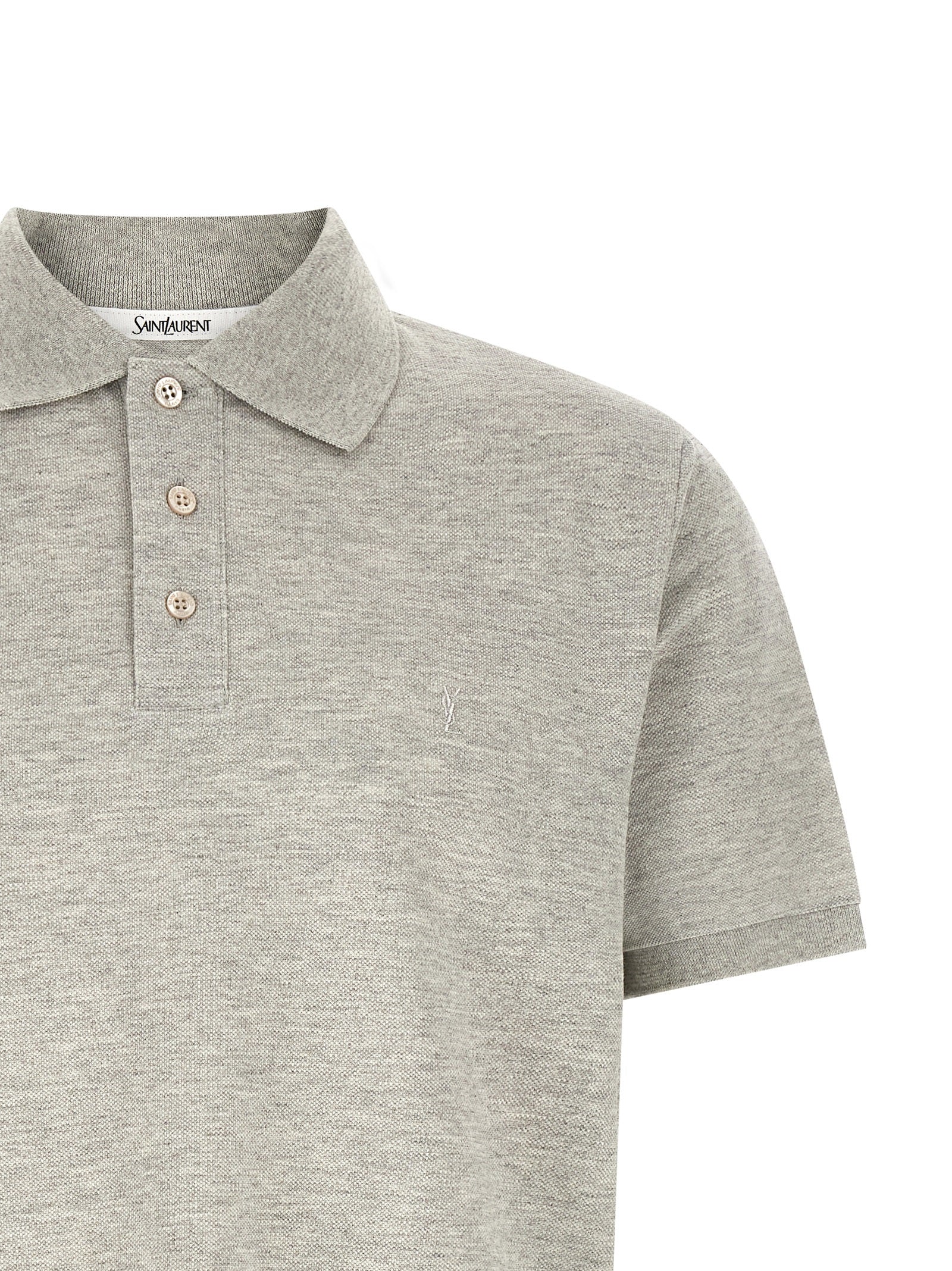 Saint Laurent Gray Cotton Polo Shirt