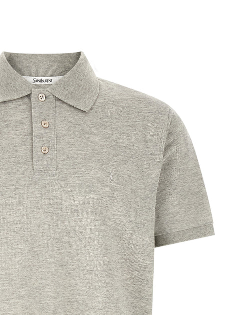 Saint Laurent Gray Cotton Polo Shirt