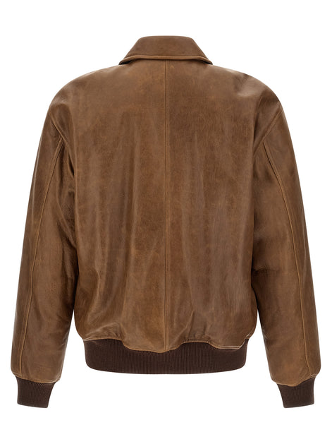 Saint Laurent Brown Lamb Leather Leather Jacket