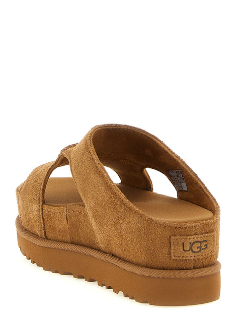 UGG Brown Leather Slides