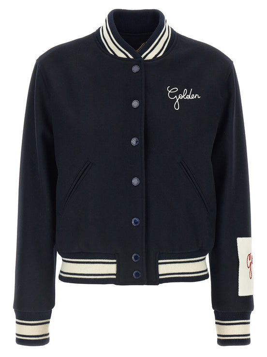 Golden Goose Blue Virgin Wool Bomber