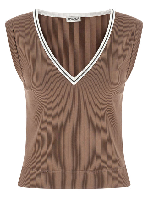 Brunello Cucinelli Brown Cotton Tank Tops