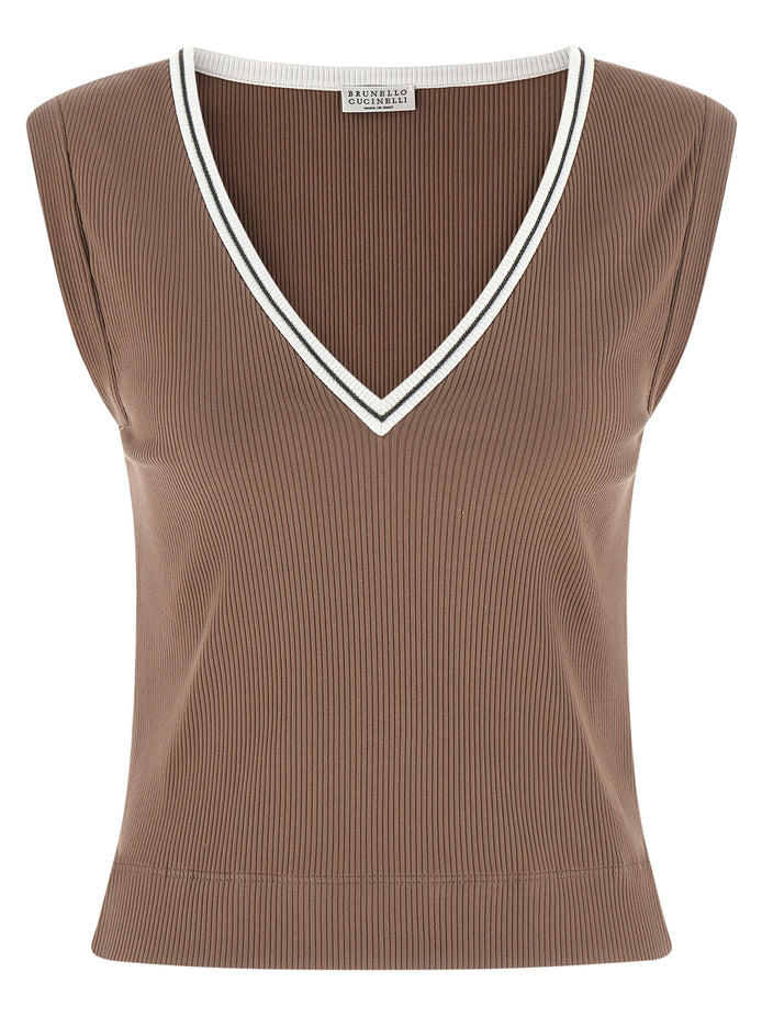 Brunello Cucinelli Brown Cotton Tank Tops