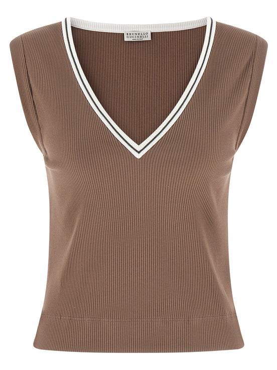 Brunello Cucinelli Brown Cotton Tank Tops