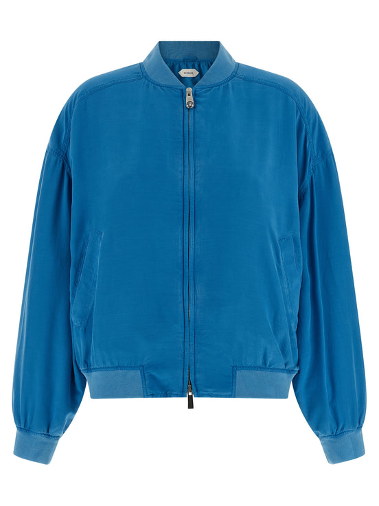 Versace Blue Silk Bomber