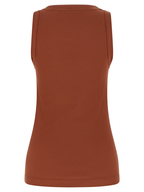 Brunello Cucinelli Brown Cotton Sleeveles T-Shirt