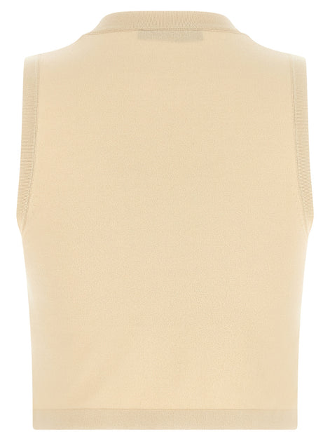 Max Mara Beige Viscose Sleeveles T-Shirt