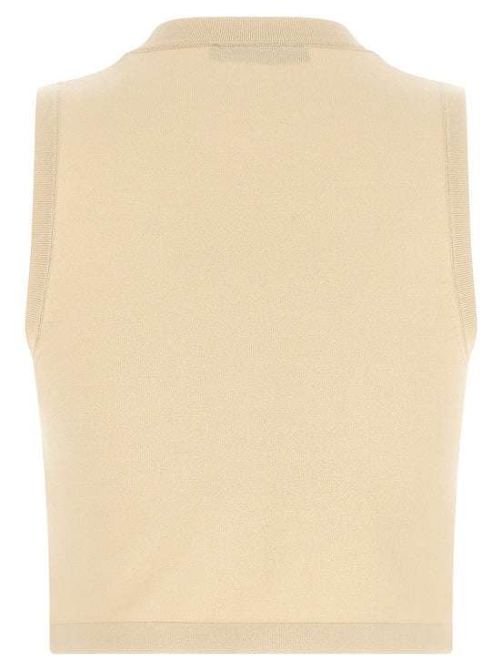 Max Mara Beige Viscose Sleeveles T-Shirt
