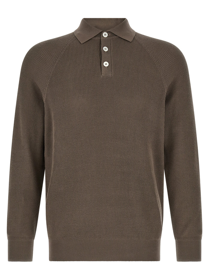 Brunello Cucinelli Brown Cotton Polo Shirt