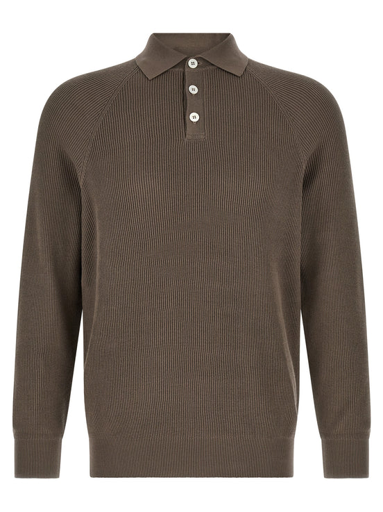 Brunello Cucinelli Brown Cotton Polo Shirt