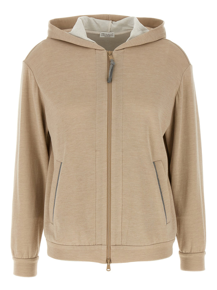 Brunello Cucinelli Beige Cotton Hoodie