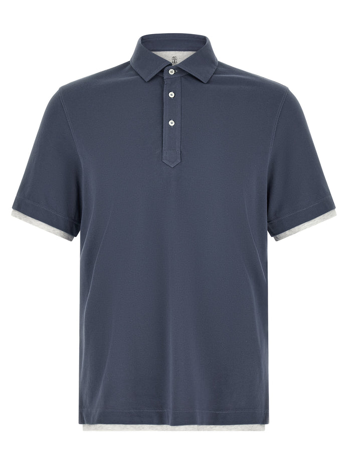 Brunello Cucinelli Blue Cotton Polo Shirt